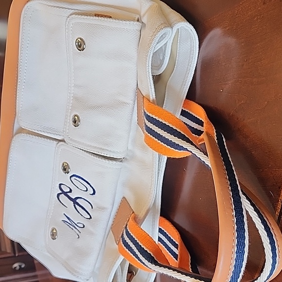 Pottery Barn Kids Handbags - ‼️NWOT Pottery Barn White and Orange Seacliff Canvas Tote with Striped Handles